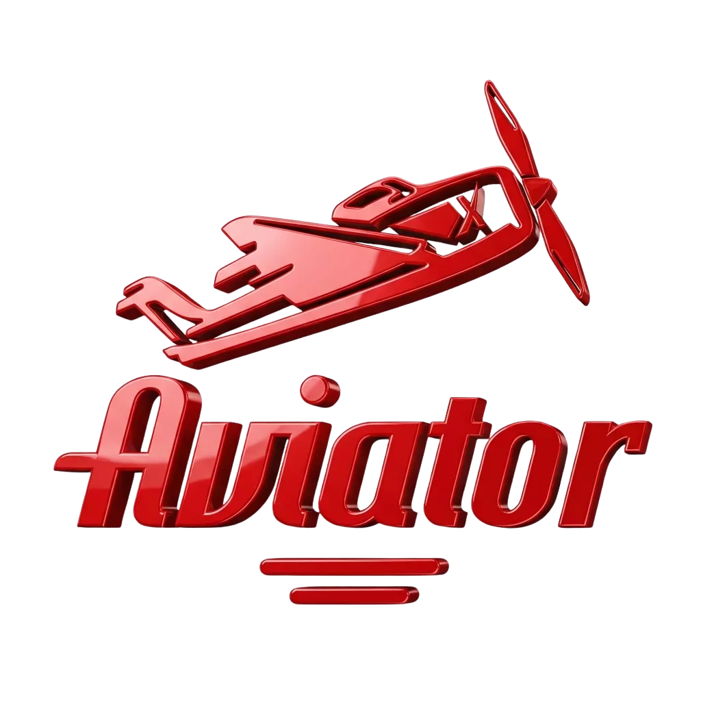 Logotipo rojo de Aviator: la avioneta de hélice de Spribe sobre la palabra Aviator