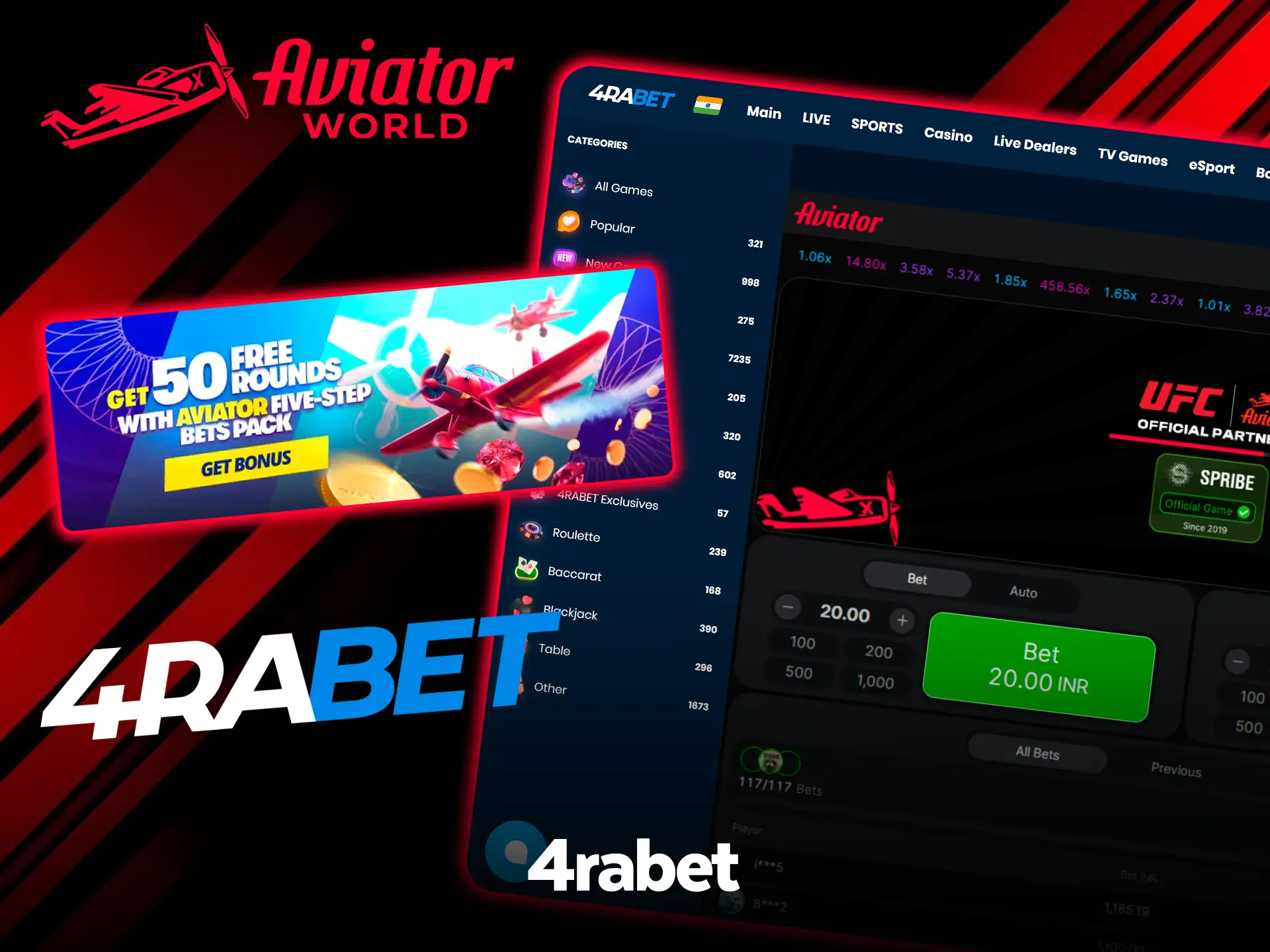 Aviator by Spribe open at 4rabet