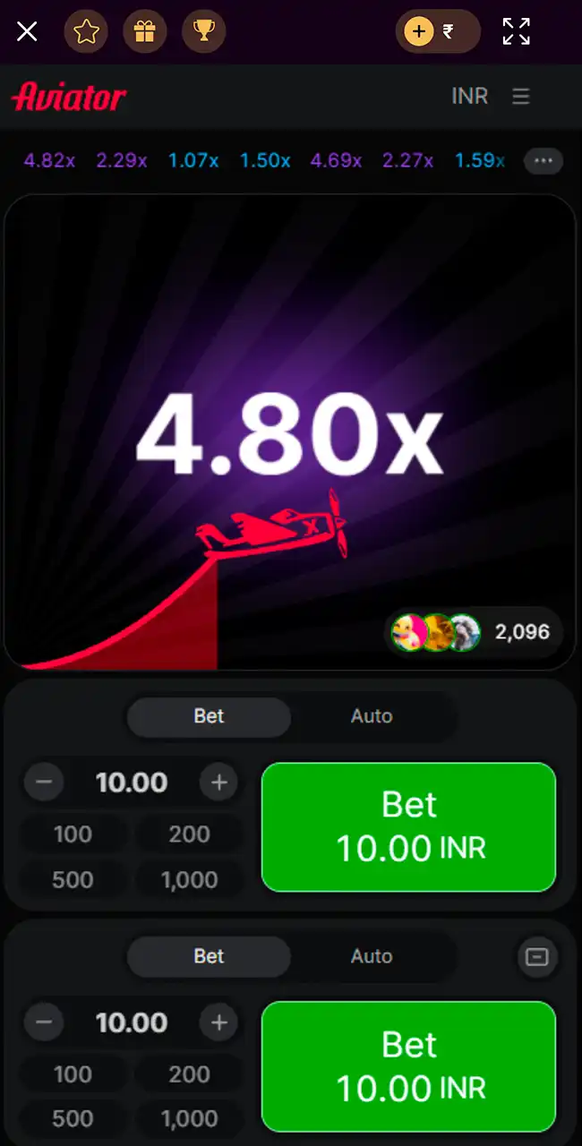 Watch the Aviator multiplier on Batery.