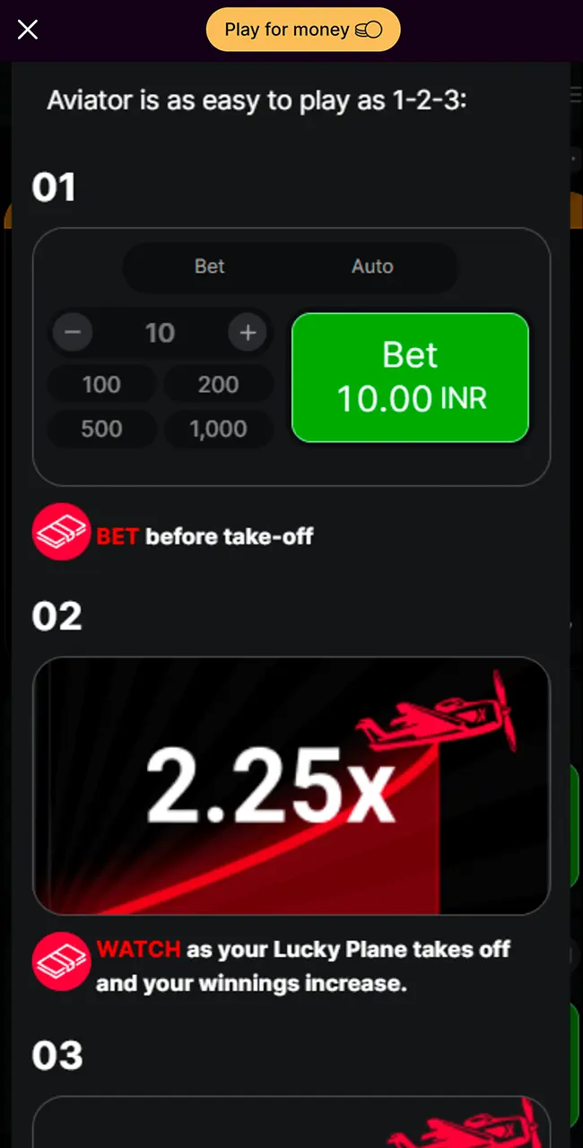 Read Aviator game rules on Batery.