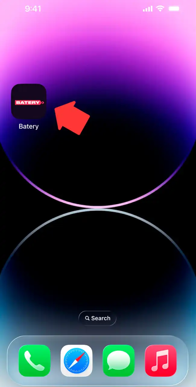 Launch the Batery app on iOS.