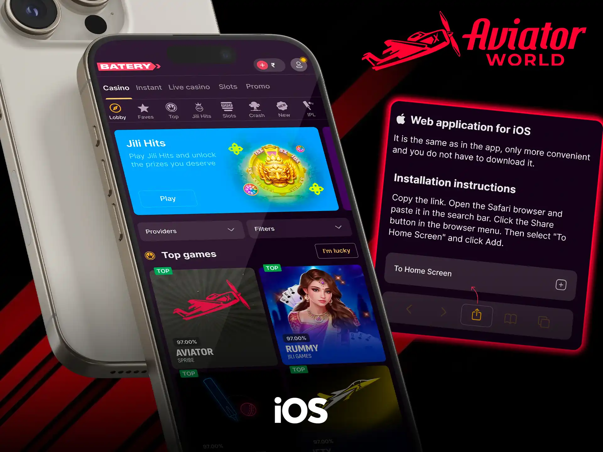 Check iOS Aviator app specs on Batery.