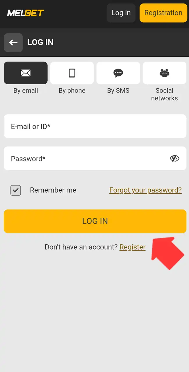 Set up or access your Melbet account.