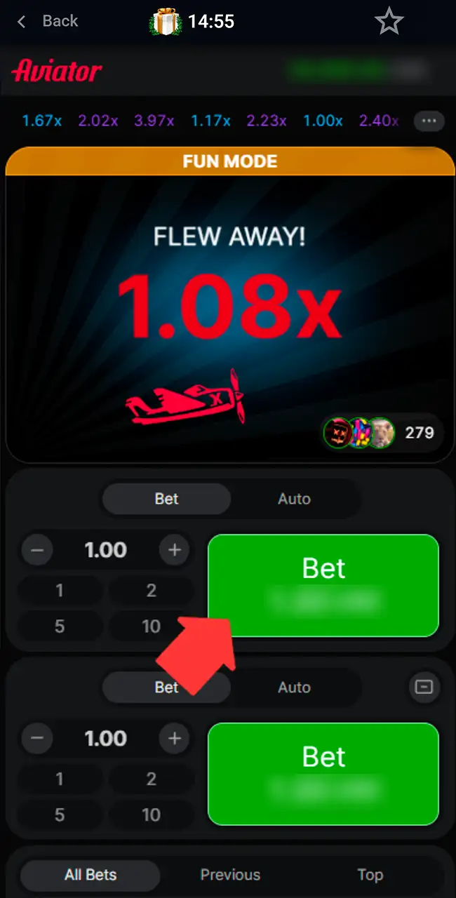 Wager on the next Pin-Up flight.