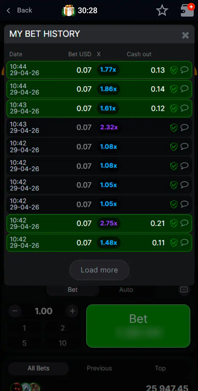 Check your Pin-Up Aviator round history.