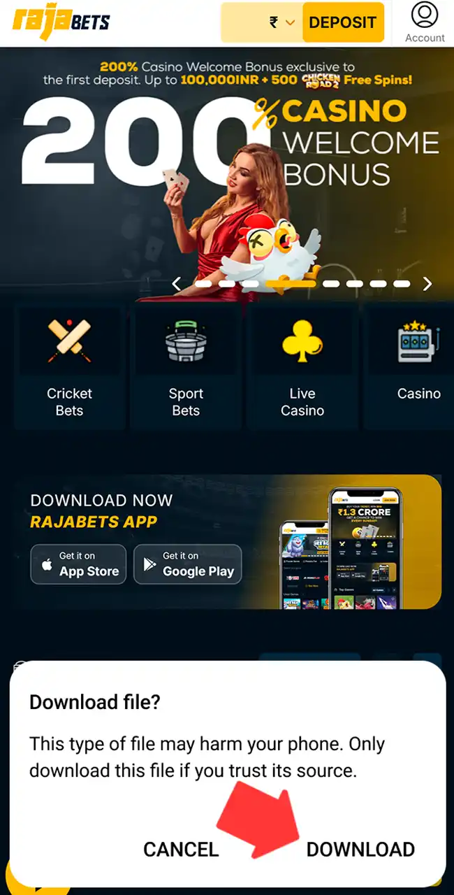 Download Rajabets Aviator APK file today.