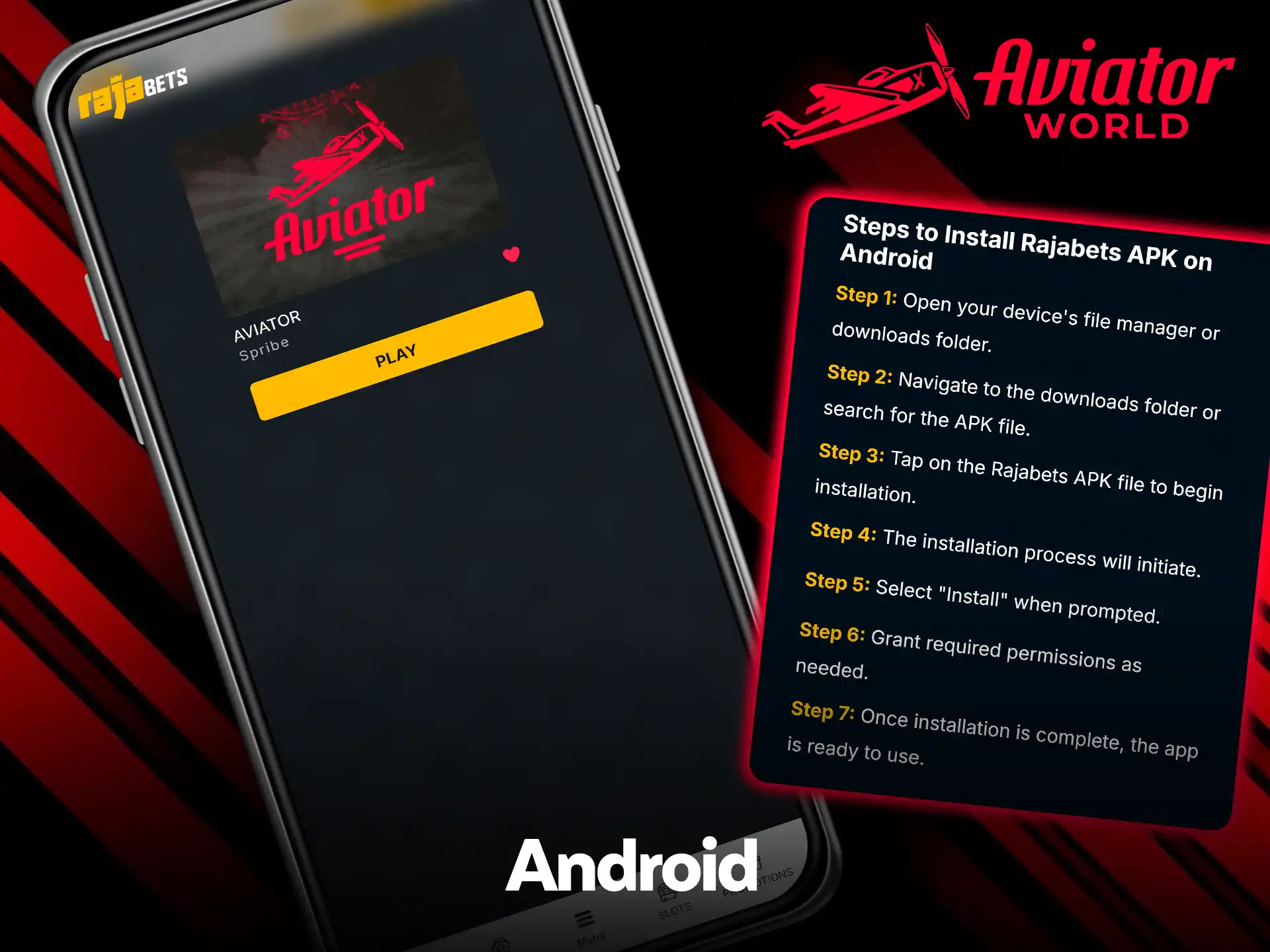 Check Android Aviator app specs on Rajabets.