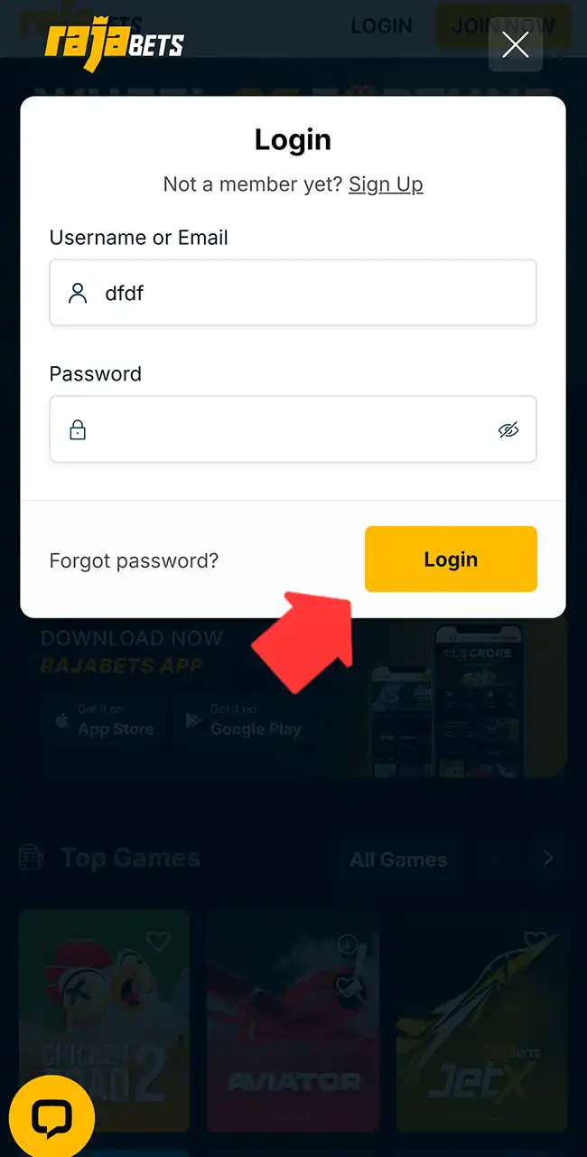 Open Rajabets app and log in.
