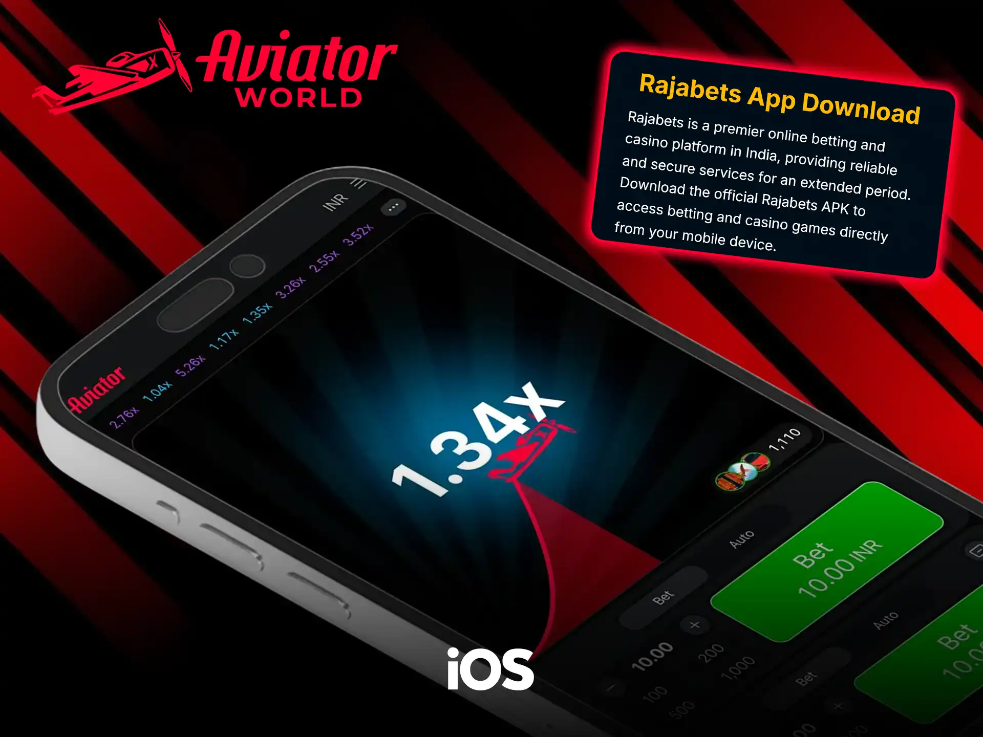 Check iOS Aviator app specs on Rajabets.