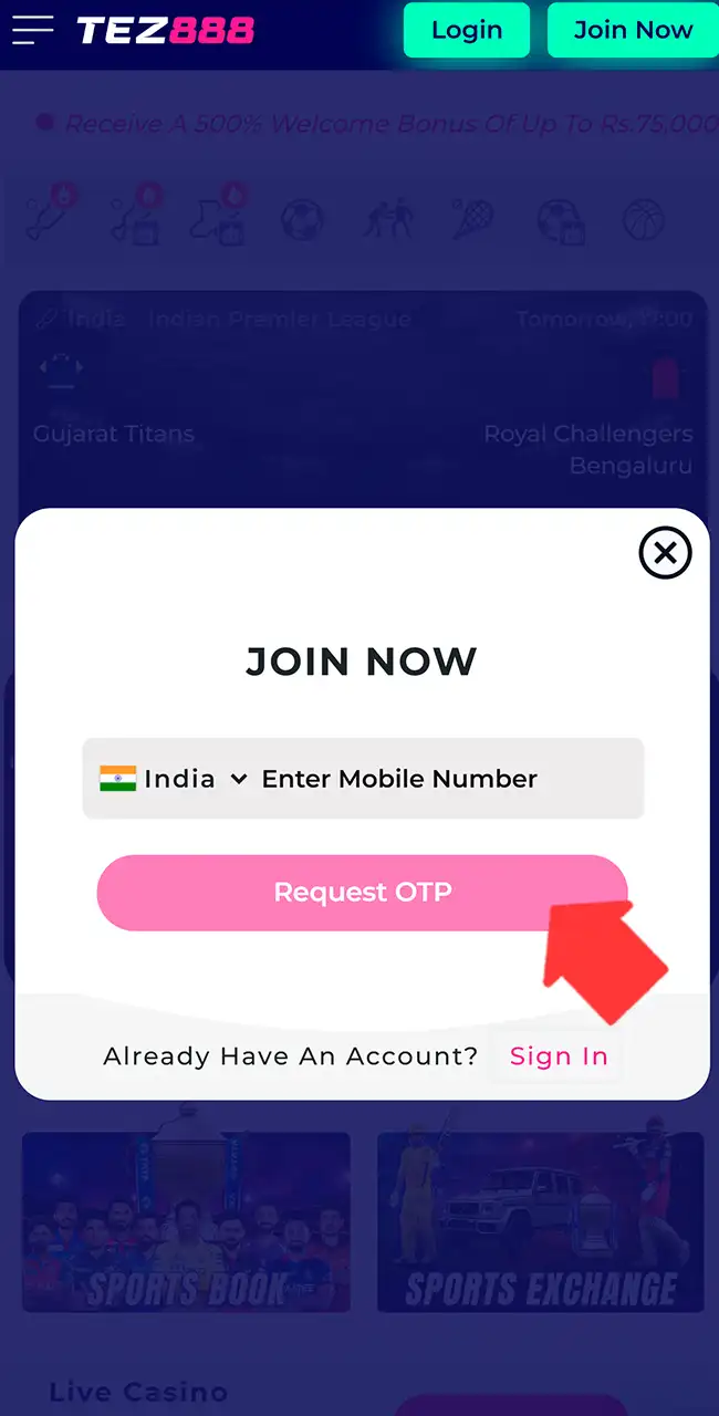 Enter your private Tez888 account securely.