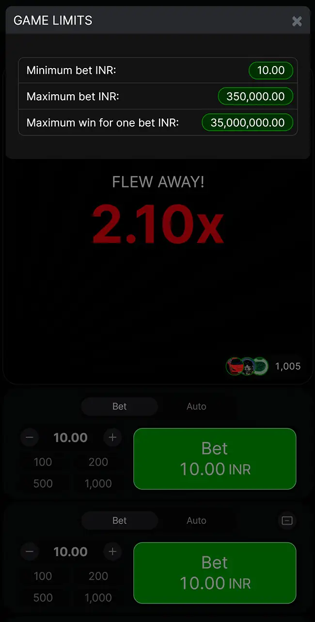Check betting limits for Tez888 Aviator.