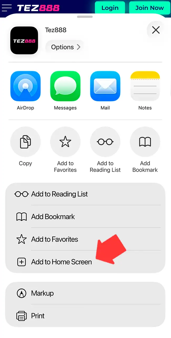 Pin the Tez888 web app icon.