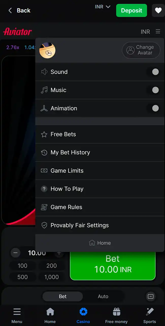 Customize your 1win Aviator gaming preferences.