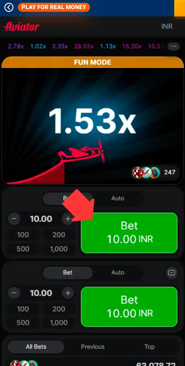Choose your stake and enter the next Mostbet Aviator round.