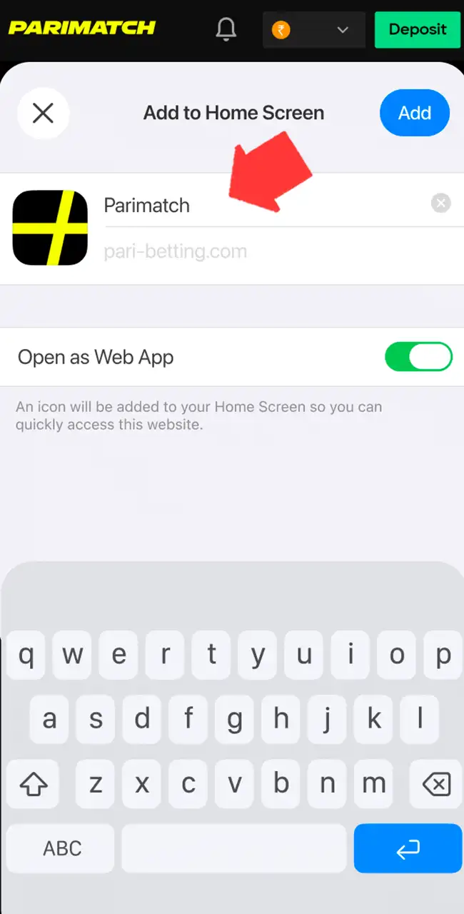 Name your new Parimatch web app.