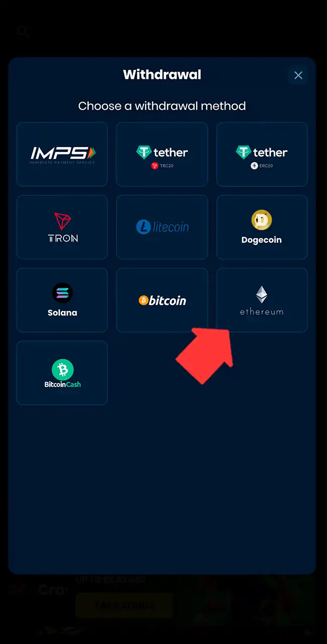 Select your preferred Aviator withdrawal method.